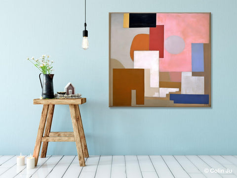 Extra Large Canvas Paintings for Living Room, Original Modern Abstract Artwork, Geometric Modern Canvas Art, Abstract Wall Art for Sale-Silvia Home Craft
