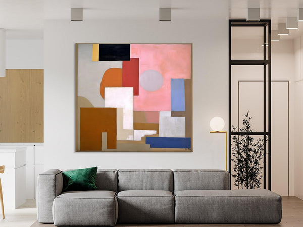 Extra Large Canvas Paintings for Living Room, Original Modern Abstract Artwork, Geometric Modern Canvas Art, Abstract Wall Art for Sale-Silvia Home Craft