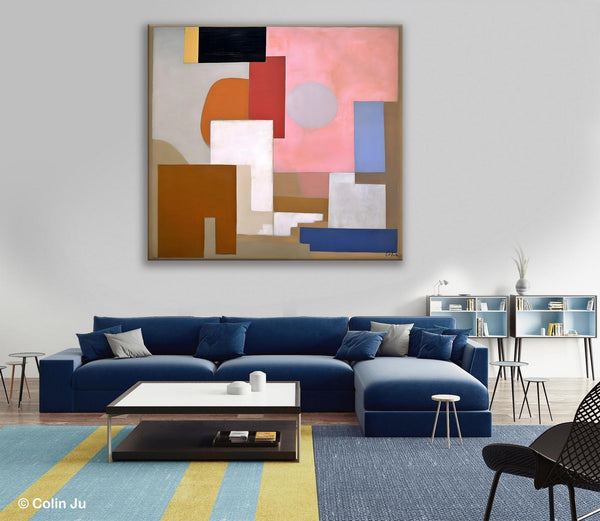 Extra Large Canvas Paintings for Living Room, Original Modern Abstract Artwork, Geometric Modern Canvas Art, Abstract Wall Art for Sale-Silvia Home Craft