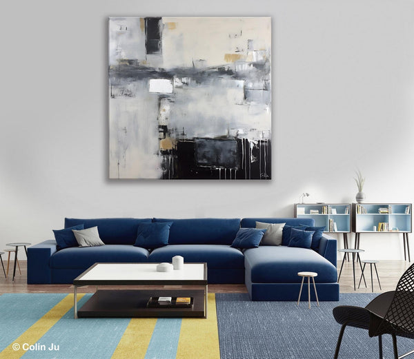 Abstract Canvas Art for Living Room, Original Modern Acrylic Art, Modern Canvas Paintings, Extra Large Abstract Paintings for Dining Room-Silvia Home Craft