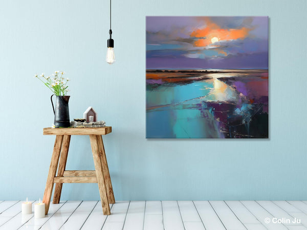 Landscape Acrylic Art, Original Abstract Art, Landscape Canvas Paintings, Hand Painted Canvas Art, Large Landscape Paintings for Living Room-Silvia Home Craft