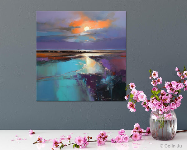 Landscape Acrylic Art, Original Abstract Art, Landscape Canvas Paintings, Hand Painted Canvas Art, Large Landscape Paintings for Living Room-Silvia Home Craft