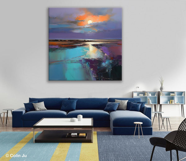 Landscape Acrylic Art, Original Abstract Art, Landscape Canvas Paintings, Hand Painted Canvas Art, Large Landscape Paintings for Living Room-Silvia Home Craft