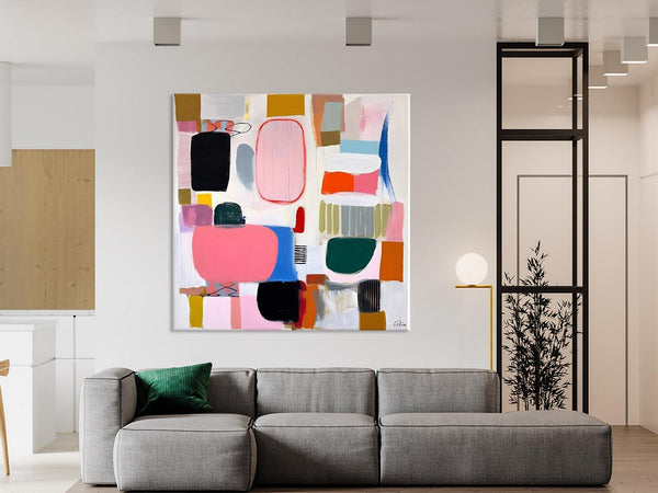 Geometric Modern Acrylic Art, Modern Original Abstract Art, Large Wall Art for Bedroom, Canvas Paintings for Sale, Contemporary Canvas Art-Silvia Home Craft