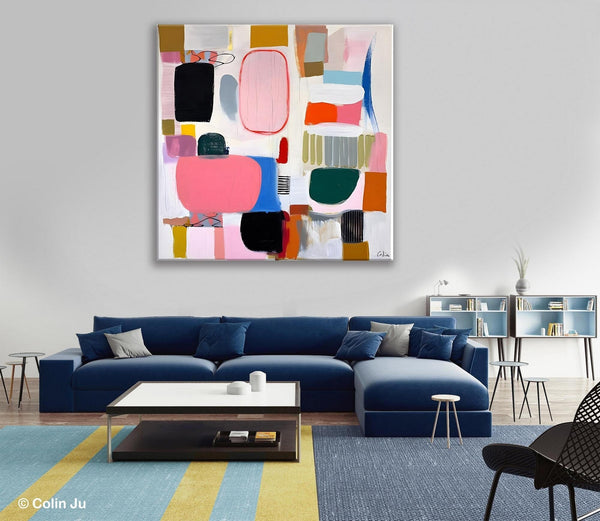 Geometric Modern Acrylic Art, Modern Original Abstract Art, Large Wall Art for Bedroom, Canvas Paintings for Sale, Contemporary Canvas Art-Silvia Home Craft
