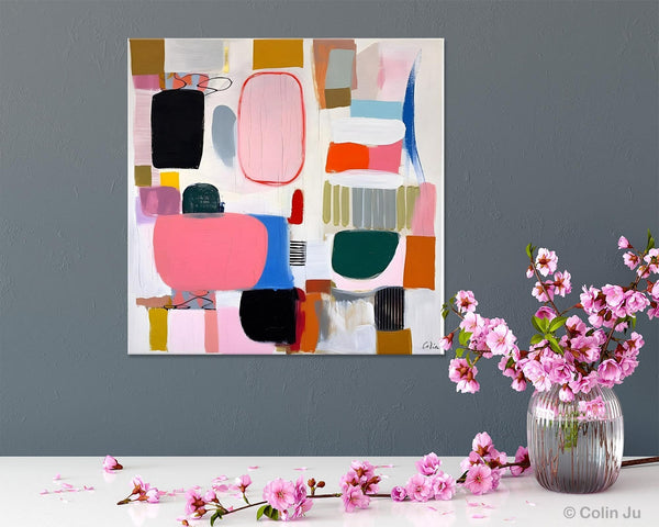 Geometric Modern Acrylic Art, Modern Original Abstract Art, Large Wall Art for Bedroom, Canvas Paintings for Sale, Contemporary Canvas Art-Silvia Home Craft