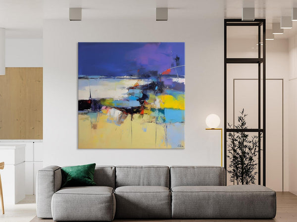 Original Modern Abstract Artwork, Geometric Modern Canvas Art, Extra Large Canvas Paintings for Living Room, Abstract Wall Art for Sale-Silvia Home Craft