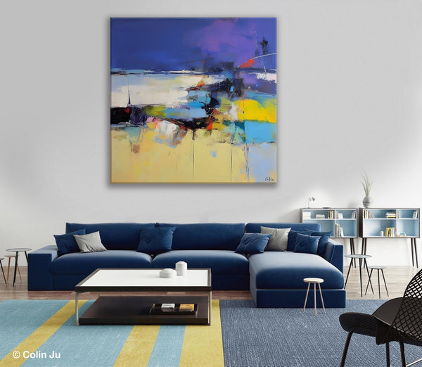 Original Modern Abstract Artwork, Geometric Modern Canvas Art, Extra Large Canvas Paintings for Living Room, Abstract Wall Art for Sale-Silvia Home Craft