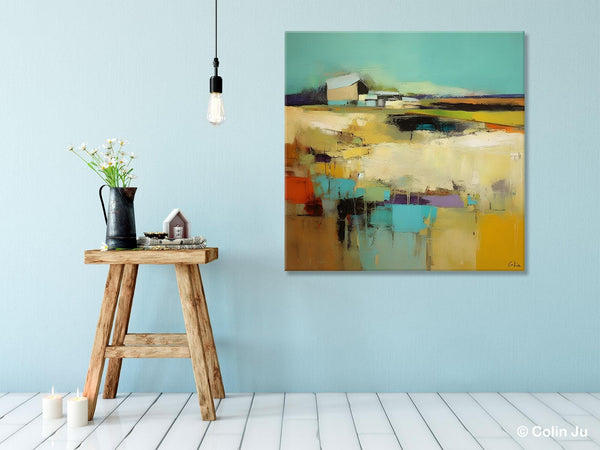 Large Landscape Canvas Paintings, Hand Painted Canvas Art, Landscape Acrylic Art, Original Abstract Art, Landscape Paintings for Living Room-Silvia Home Craft