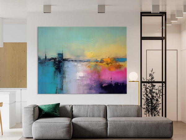 Hand Painted Original Canvas Wall Art, Abstract Landscape Paintings for Bedroom, Modern Landscape Artwork, Contemporary Acrylic Paintings-Silvia Home Craft