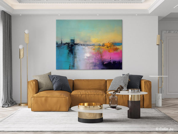 Hand Painted Original Canvas Wall Art, Abstract Landscape Paintings for Bedroom, Modern Landscape Artwork, Contemporary Acrylic Paintings-Silvia Home Craft