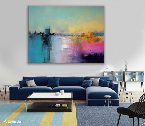 Hand Painted Original Canvas Wall Art, Abstract Landscape Paintings for Bedroom, Modern Landscape Artwork, Contemporary Acrylic Paintings-Silvia Home Craft