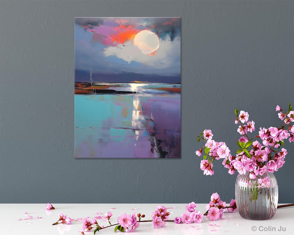 Abstract Landscape Painting for Bedroom, Oversized Canvas Wall Art Paintings, Original Modern Artwork, Contemporary Acrylic Art on Canvas-Silvia Home Craft