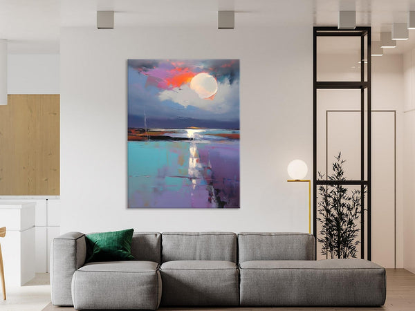 Abstract Landscape Painting for Bedroom, Oversized Canvas Wall Art Paintings, Original Modern Artwork, Contemporary Acrylic Art on Canvas-Silvia Home Craft