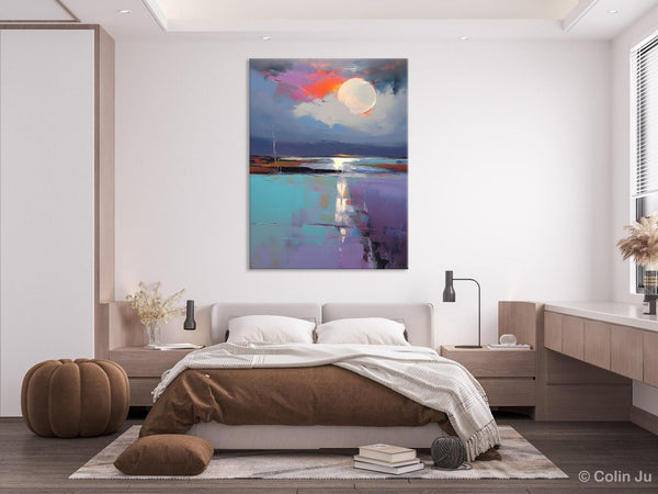 Abstract Landscape Painting for Bedroom, Oversized Canvas Wall Art Paintings, Original Modern Artwork, Contemporary Acrylic Art on Canvas-Silvia Home Craft