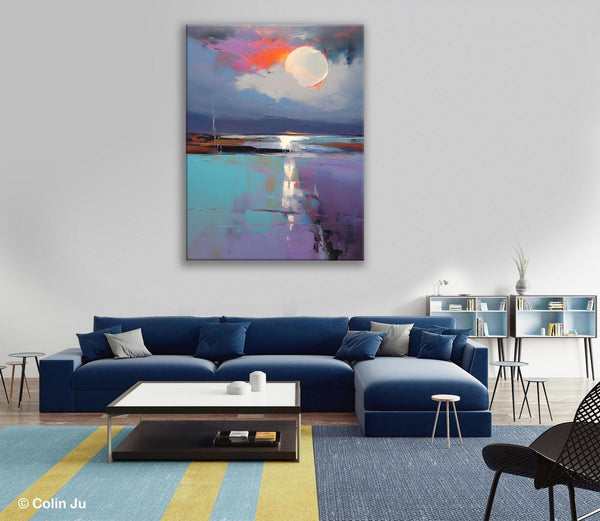 Abstract Landscape Painting for Bedroom, Oversized Canvas Wall Art Paintings, Original Modern Artwork, Contemporary Acrylic Art on Canvas-Silvia Home Craft