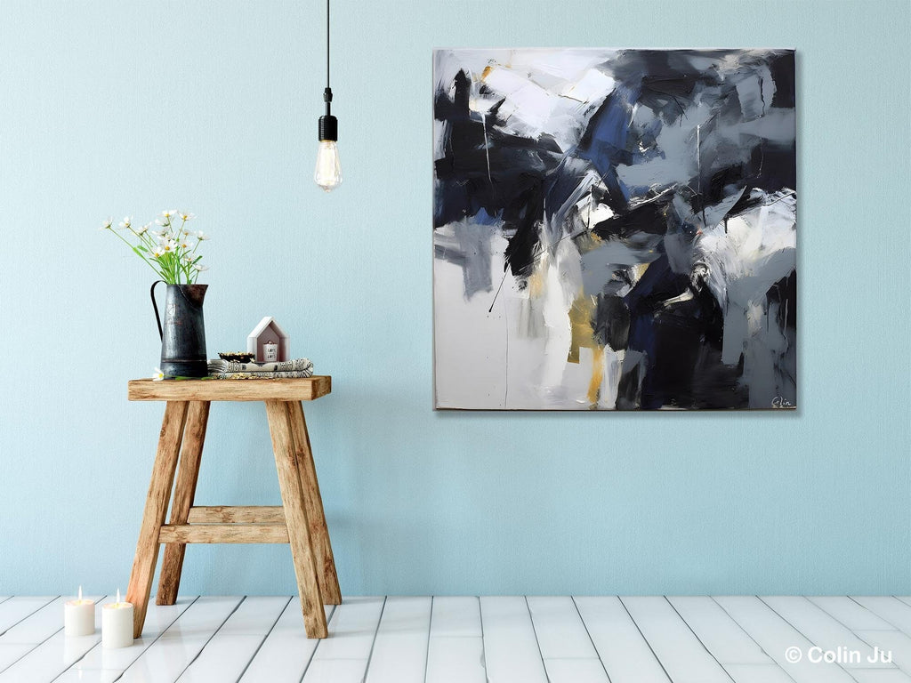 Black and White Abstract Art, Canvas Art, Original Painting, Large Acrylic  Painting, Contemporary Painting 
