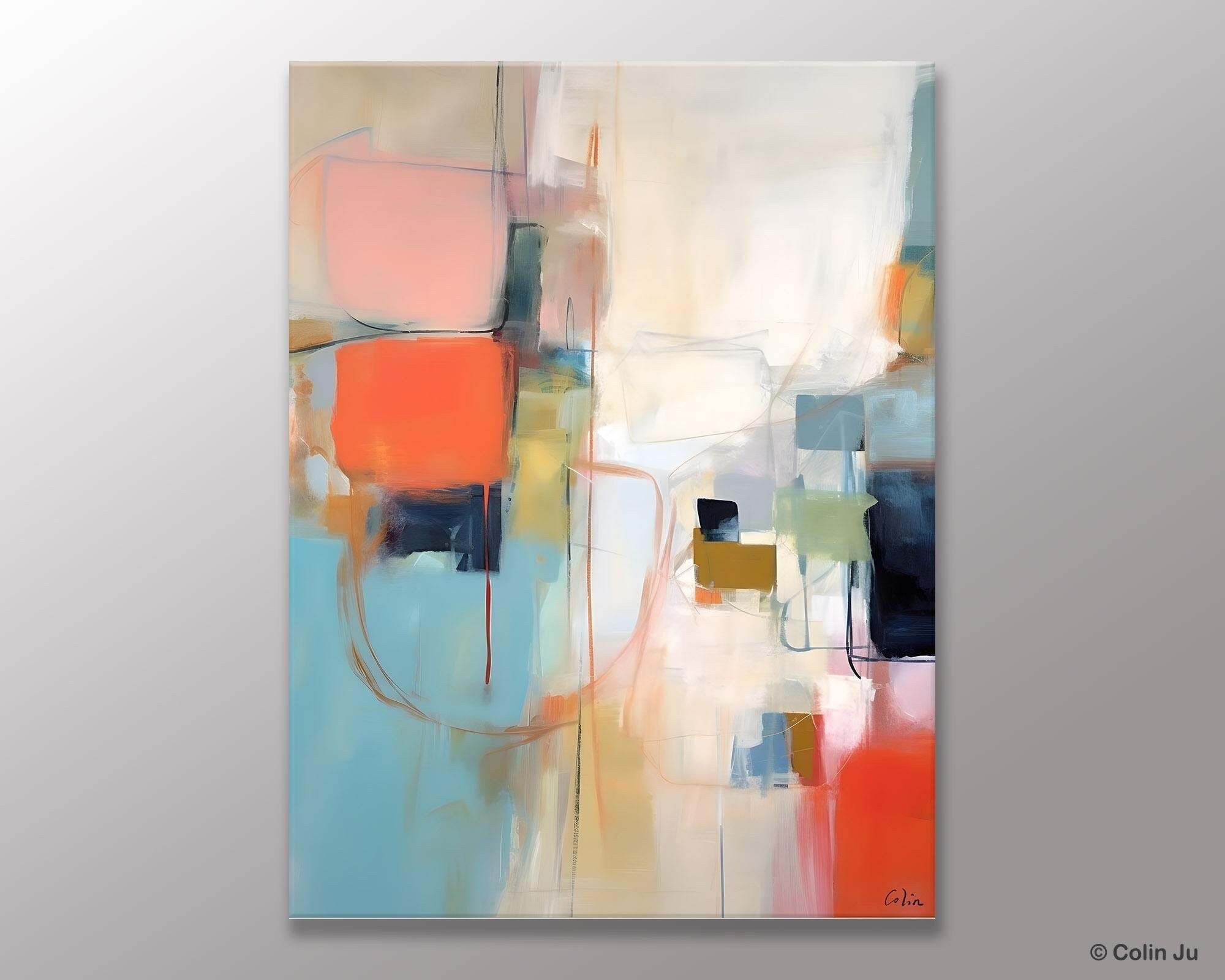 Large Wall Paintings for Bedroom, Original Abstract Art, Contemporary Abstract Paintings on Canvas, Oversized Abstract Wall Art Paintings-Silvia Home Craft