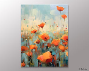 Flower Canvas Paintings, Flower Field Painting, Large Original Landscape Painting for Bedroom, Acrylic Paintings on Canvas, Hand Painted Art-Silvia Home Craft