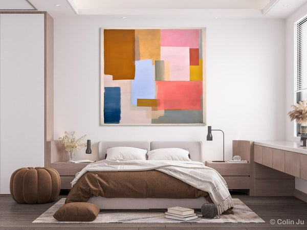Original Abstract Art, Canvas Paintings for Sale, Large Modern Wall Art for Bedroom, Geometric Modern Acrylic Art, Contemporary Canvas Art-Silvia Home Craft