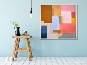 Original Abstract Art, Canvas Paintings for Sale, Large Modern Wall Art for Bedroom, Geometric Modern Acrylic Art, Contemporary Canvas Art-Silvia Home Craft