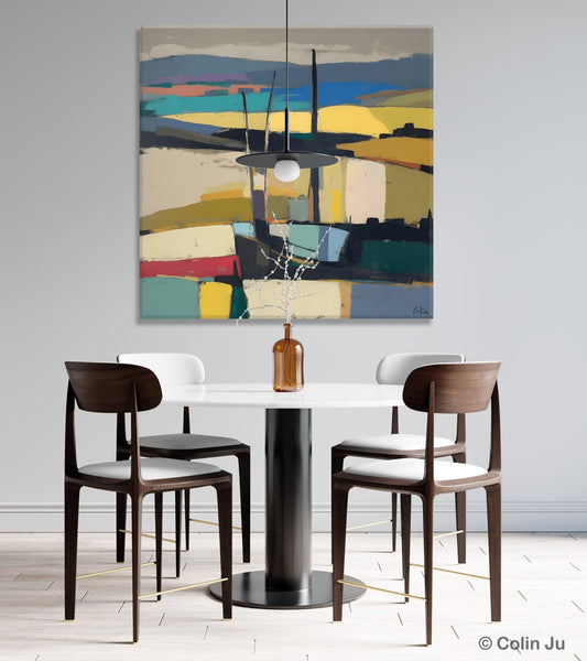 Landscape Canvas Art, Original Abstract Art, Hand Painted Canvas Art, Abstract Landscape Painting, Large Abstract Painting for Living Room-Silvia Home Craft