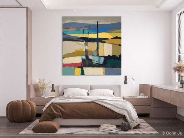 Landscape Canvas Art, Original Abstract Art, Hand Painted Canvas Art, Abstract Landscape Painting, Large Abstract Painting for Living Room-Silvia Home Craft