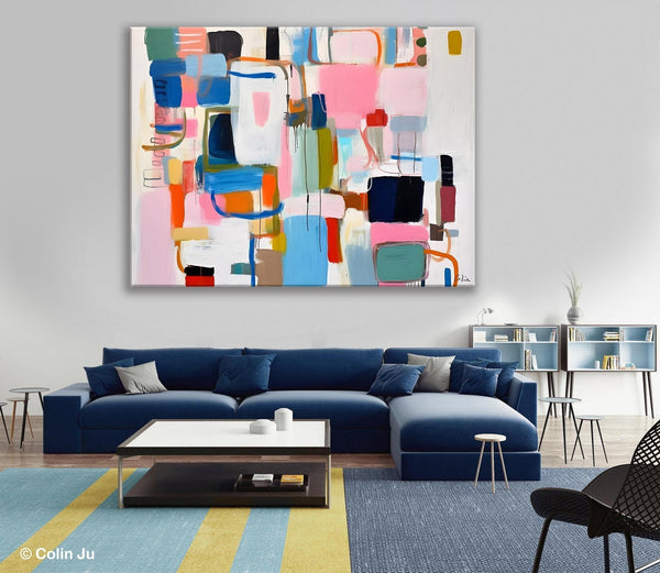 Large Wall Art Ideas for Living Room, Hand Painted Canvas Art, Oversized Canvas Paintings, Original Abstract Art, Contemporary Acrylic Art-Silvia Home Craft