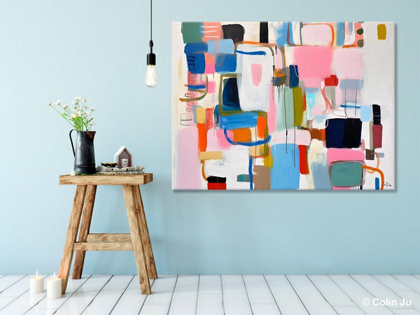 Large Wall Art Ideas for Living Room, Hand Painted Canvas Art, Oversized Canvas Paintings, Original Abstract Art, Contemporary Acrylic Art-Silvia Home Craft