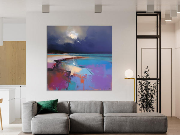 Landscape Canvas Paintings, Hand Painted Canvas Art, Landscape Acrylic Art, Original Abstract Art, Large Landscape Paintings for Living Room-Silvia Home Craft