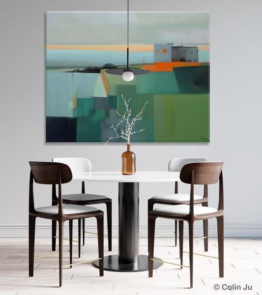 Large Original Canvas Wall Art, Contemporary Landscape Paintings, Extra Large Acrylic Painting for Dining Room, Abstract Painting on Canvas-Silvia Home Craft