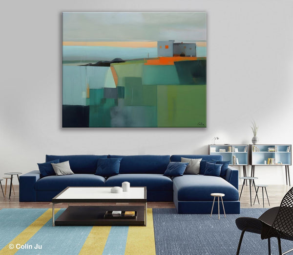 Large Original Canvas Wall Art, Contemporary Landscape Paintings, Extra Large Acrylic Painting for Dining Room, Abstract Painting on Canvas-Silvia Home Craft