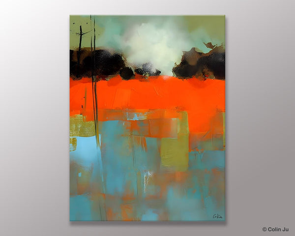 Landscape Canvas Art, Simple Modern Wall Art, Contemporary Acrylic Paintings, Original Abstract Paintings, Large Canvas Painting for Bedroom-Silvia Home Craft