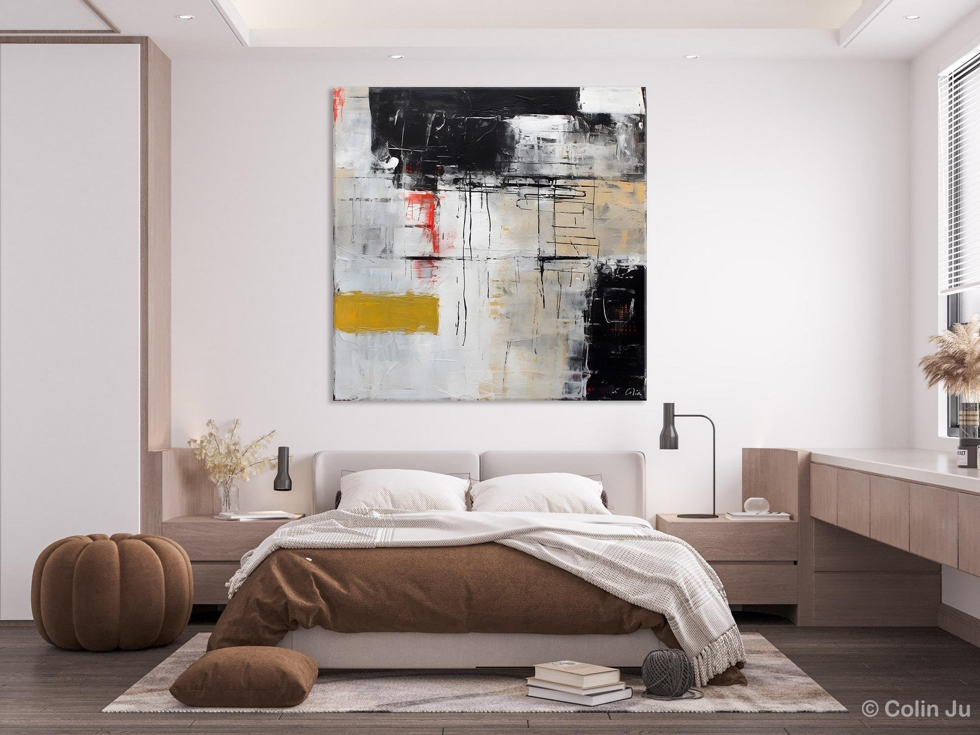 Large Abstract Art for Bedroom, Original Abstract Wall Art, Simple Modern Acrylic Artwork, Modern Canvas Paintings, Contemporary Canvas Art-Silvia Home Craft