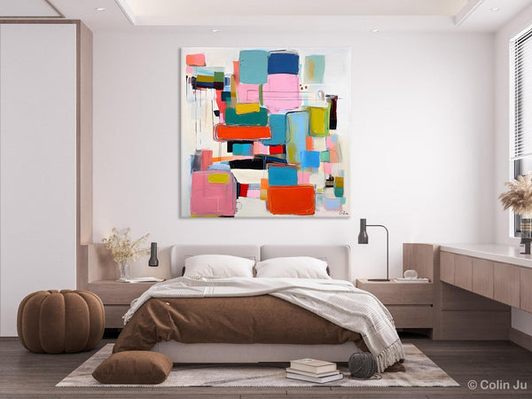 Original Abstract Wall Art, Geometric Modern Acrylic Art, Large Abstract Art for Bedroom, Modern Canvas Paintings, Contemporary Canvas Art-Silvia Home Craft