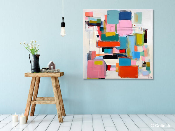 Original Abstract Wall Art, Geometric Modern Acrylic Art, Large Abstract Art for Bedroom, Modern Canvas Paintings, Contemporary Canvas Art-Silvia Home Craft