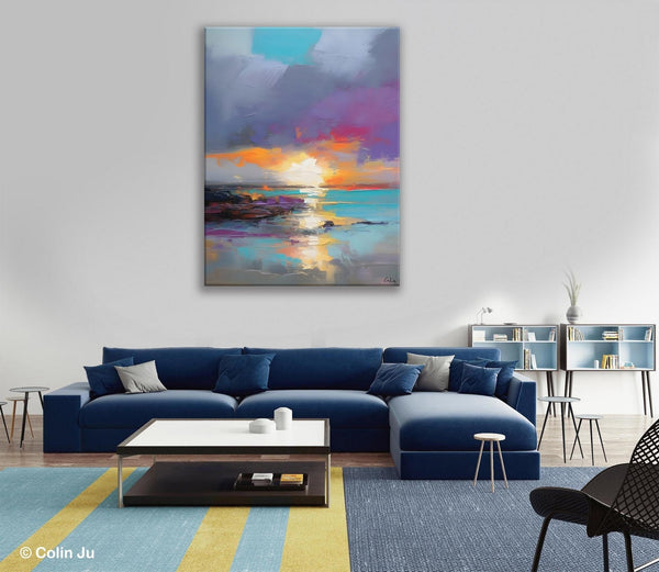 Landscape Paintings for Living Room, Extra Large Modern Wall Art Paintings, Acrylic Painting on Canvas, Original Landscape Abstract Painting-Silvia Home Craft