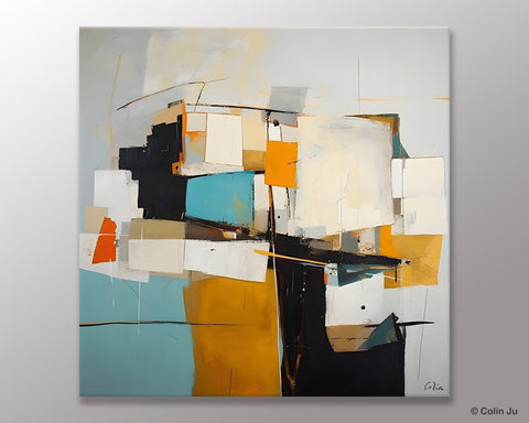 Geometric Original Canvas Wall Art, Contemporary Acrylic Artwork, Hand Painted Canvas Art, Modern Abstract Artwork, Large Abstract Paintings-Silvia Home Craft