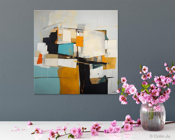 Geometric Original Canvas Wall Art, Contemporary Acrylic Artwork, Hand Painted Canvas Art, Modern Abstract Artwork, Large Abstract Paintings-Silvia Home Craft