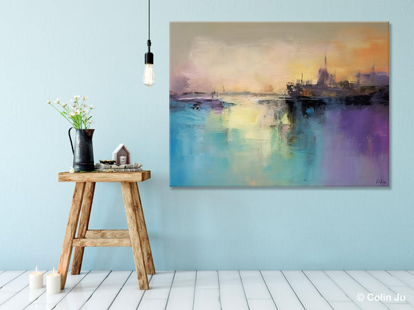Large Paintings for Bedroom, Oversized Contemporary Wall Art Paintings, Abstract Landscape Painting on Canvas, Extra Large Original Artwork-Silvia Home Craft