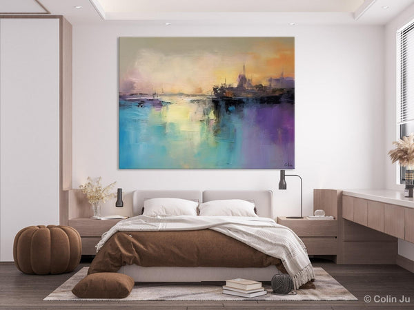 Large Paintings for Bedroom, Oversized Contemporary Wall Art Paintings, Abstract Landscape Painting on Canvas, Extra Large Original Artwork-Silvia Home Craft