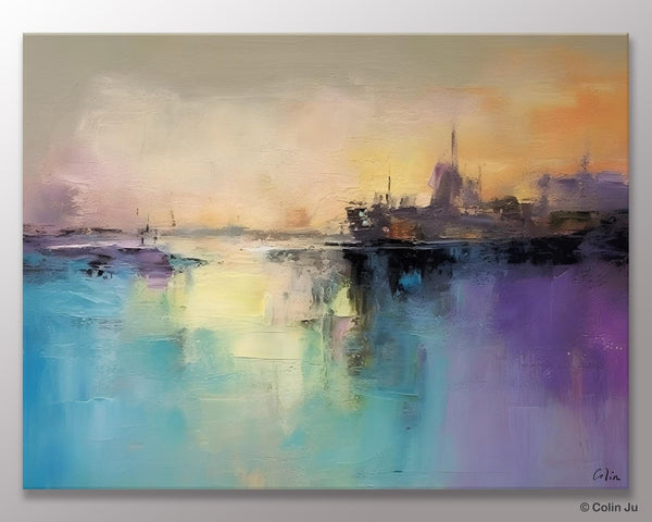 Large Paintings for Bedroom, Oversized Contemporary Wall Art Paintings, Abstract Landscape Painting on Canvas, Extra Large Original Artwork-Silvia Home Craft