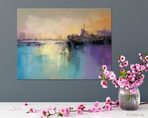 Large Paintings for Bedroom, Oversized Contemporary Wall Art Paintings, Abstract Landscape Painting on Canvas, Extra Large Original Artwork-Silvia Home Craft