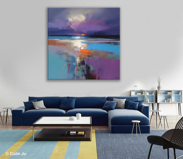 Original Abstract Art, Hand Painted Canvas Art, Landscape Canvas Art, Sunrise Landscape Acrylic Art, Large Abstract Painting for Living Room-Silvia Home Craft