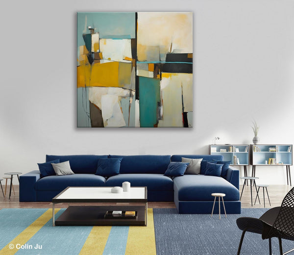 Abstract Painting for Bedroom, Original Modern Wall Art Paintings, Geometric Modern Acrylic Paintings, Oversized Contemporary Canvas Art-Silvia Home Craft