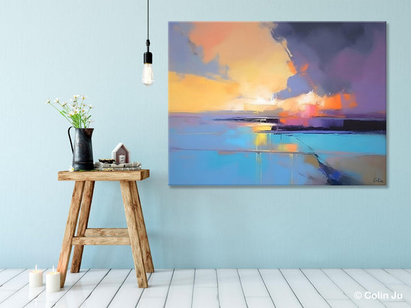 Extra Large Modern Wall Art Paintings, Acrylic Painting on Canvas, Landscape Paintings for Living Room, Original Landscape Abstract Painting-Silvia Home Craft