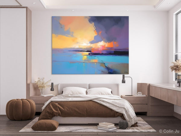 Extra Large Modern Wall Art Paintings, Acrylic Painting on Canvas, Landscape Paintings for Living Room, Original Landscape Abstract Painting-Silvia Home Craft