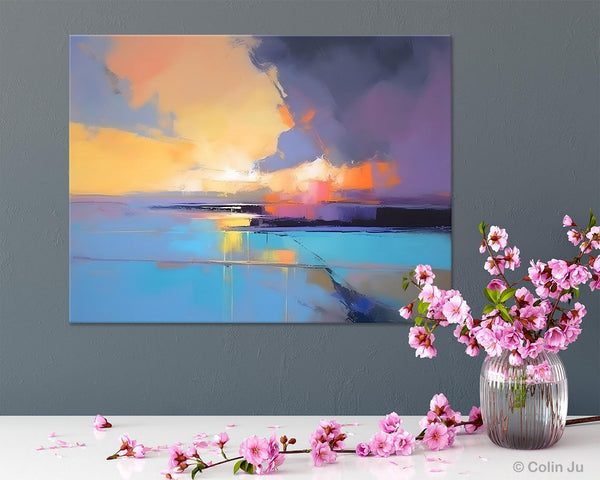 Extra Large Modern Wall Art Paintings, Acrylic Painting on Canvas, Landscape Paintings for Living Room, Original Landscape Abstract Painting-Silvia Home Craft