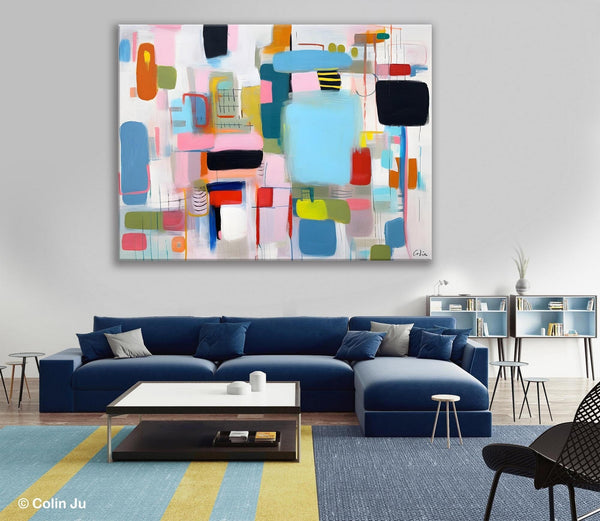 Original Abstract Art, Hand Painted Canvas Art, Modern Wall Art Ideas for Dining Room, Large Canvas Paintings, Contemporary Acrylic Painting-Silvia Home Craft
