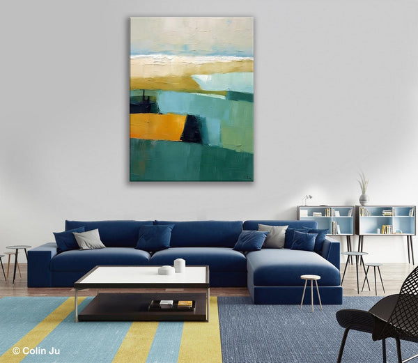 Large Geometric Abstract Painting, Landscape Canvas Paintings for Bedroom, Acrylic Painting on Canvas, Original Landscape Abstract Painting-Silvia Home Craft